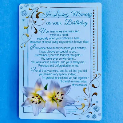 £2.50 • Buy In Loving Memory On Your Birthday Graveside Memorial Card Mum Dad Son Daughter