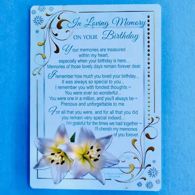 In Loving Memory On Your Birthday Graveside Memorial Card Mum Dad Son Daughter • £2.60