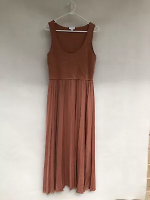 💥 WITCHERY Maxi Dress Pleated Burnt Orange Pink 10 S • $69.99