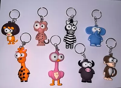 Cute Cartoon Animal Keyring - Multiple Animals Available Big Eyes Wild Animals • £2.40