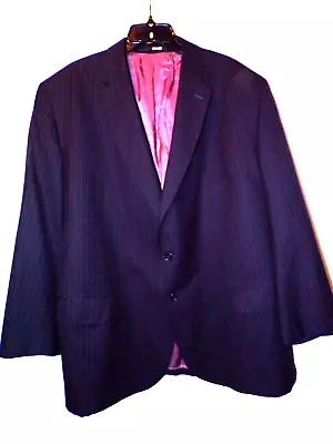 Edwar A Zeineh EXCL Mens Black With Purple Pinstripe Suit Coat 50  Chest BR • $20.99