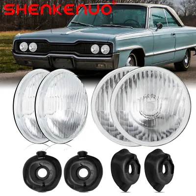 5.75  Round Glass Headlight Lamp Housing Hi/Low Beam Fit H4 LED HID Halogen Bulb • $73.14