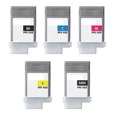 Compatible PFI-102 5-Set Inks PFI-102MBK/BK/C/M/Y For Canon IPF605 • £57.96