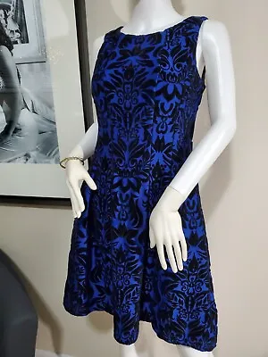 Gabby Skye Royal Blue Velvet Burn Out SZ 6 Cocktail Dress • $12.99