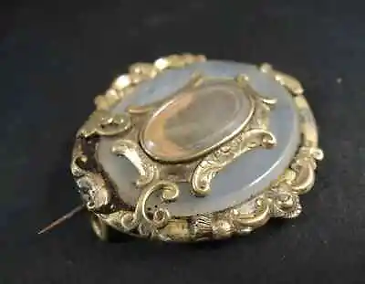 Antique Victorian Biedermeier Era Rolled Gold Mourning Brooch Memento Mori • $91.19