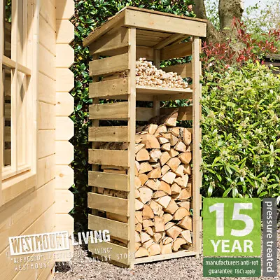 Narrow Wooden Log Store Firewood Storage Wood Cover Tanalised New • £116.99