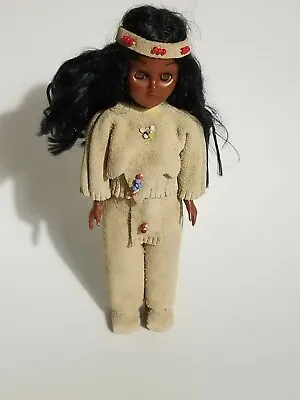 $19.95 • Buy Vintage Native American Indian Doll Beaded Suede Outfit 