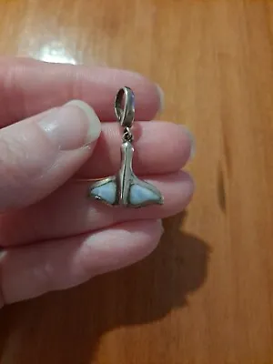 Marahlago Larimar Sterling Silver Whale Tail Charm Pendant (COLLECTABLE) • $99.99