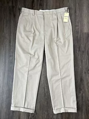 NEW Orvis Wrinkle Free Pure Cotton Pleated Trousers Chinos - 38x30 - Beige - NWT • $24.99