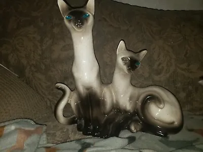 $31 • Buy 1958 Mid Century Siamese Cats Ceramic TV Lamp Lane READ DESCRIPTION 