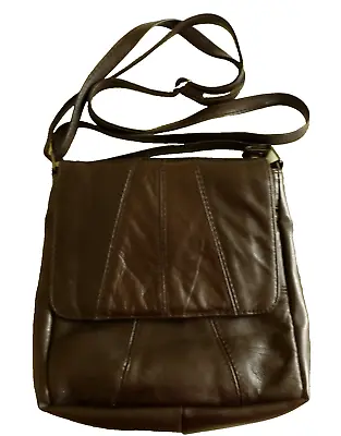 Soft Faux Leather Look Cross Body Shoulder Bag - Dark Brown • £7.99