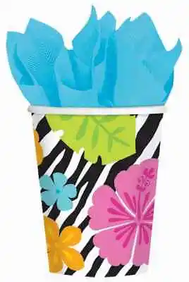 $8.18 • Buy Wild Isle Zebra Tropical Island Luau Beach Pool Theme Party 9 Oz. Paper Cups