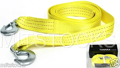 $12.59 • Buy Tanaka Heavy Duty Tow Strap With Hooks 10,000 Lb Capacity (2  X 20') Yellow Rope