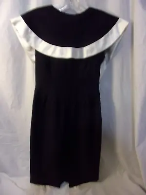 Vintage Morton Myles Evening Dress Size 4 Black White Trim/Bow VGC • $55