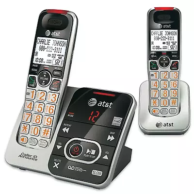 AT&T 2 Handset DECT 6.0 Expandable Cordless Phone W Answering System & Caller ID • $39.99