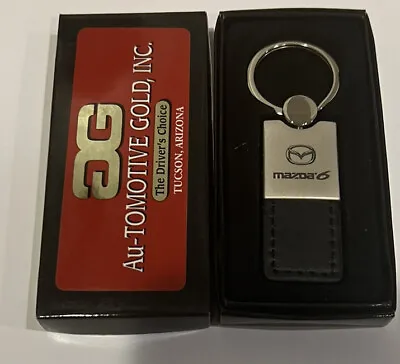 MAZDA 6 Black Leather & Metal Keychain NEW IN BOX • $14.50