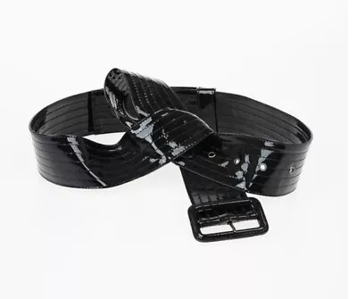 MAISON MARTIN MARGIELA MM11 BLACK PATENT LEATHER HIGH WAIST BELT 11 S Italy NWOT • $99