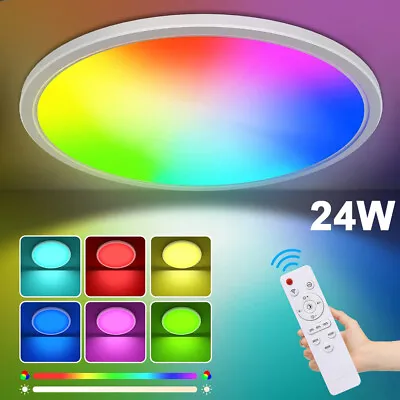 24W LED Ceiling Lights RGBCW Memory Colour Changing Round Down Light Remote UK • £25.67