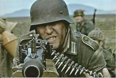 WW II German Photo --  .. Soldier With MG42 Machine Gun  • $3.99