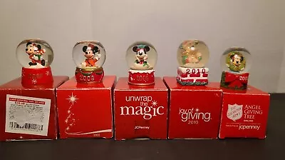 2007-2011 (5) Mickey Mouse Disney JCPenney Mini Snow Globes Christmas RARE. • $10