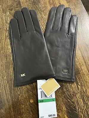 Michael Kors Women's Brown Leather Tech Gloves Size LARGE • $49.99