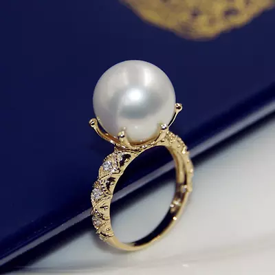 Gorgeous HUGE AAAA 10-11mm ROUND Natural South Sea  Pearl Ring  Can Adjust • $63