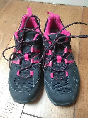 Salomon Contragrip Black & Pink Womens Hiking Walking Shoes UK 5 EU 38 • £19.99