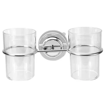 £8.99 • Buy Bathroom Suction Cup Toothbrush Tumbler Holder Silver Wall Mounted Accessory Set