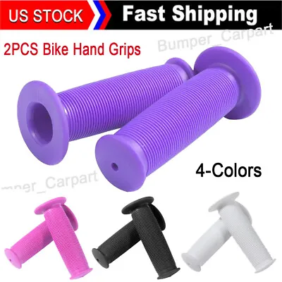 Pair Bike Scooter Grip Bicycle Anti-Slip Soft Rubber Handlebar Grip Purple Black • $3.13