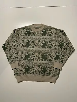 Vintage Lanvin Paris All Over Print Made Italy Wool Fair Isle Crewneck Sweater  • $59.99