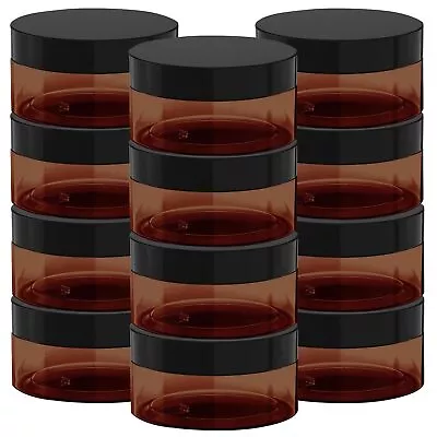 8 Oz Amber Plastic Cosmetic Jars Leak Proof Container With Black Lid 8 Ounce  • $22.70