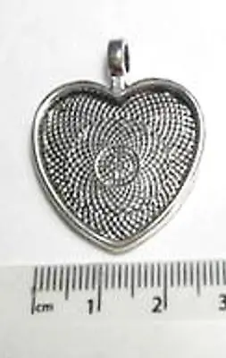 £1.95 • Buy Silver Plated 1  25 Mm Heart Shaped Setting Pendant Bezel Tray For Jewellery