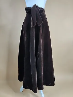 Vintage Edwardian Brown Velvet Skirt Size 10 12 Unique Luxury Maxi Special Occas • £362