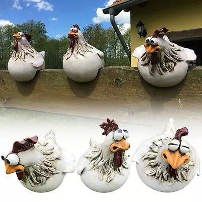 Funny Fence Decoration Chicken Rooster Garden Decoration Decoration Resin Crafts • £7.66