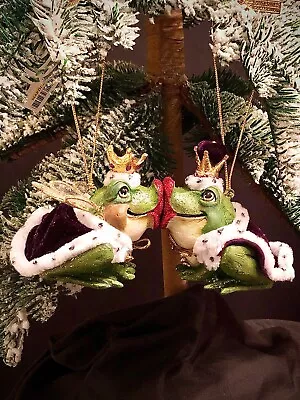 Katherine's Collection King & Queen Mardi Gras Kissing Frog Ornaments 28-828114 • $159.95