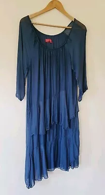 Grace Cooper Size Medium Silk Viscose Blue Dress Made In Italy • $20