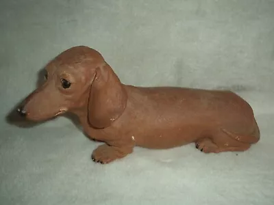 Sandra Brue 1983 Sandicast Dachshund Brown Dog Figurine/Sculpture 10  - Signed • $34.95