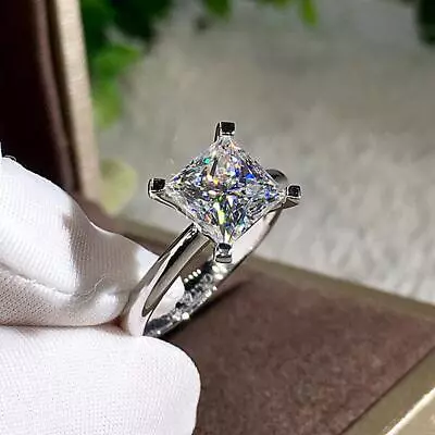 925 Sterling Silver Ring Square AAA Zircon Ring Women Wedding Jewelry Size 6-10 • £3.01