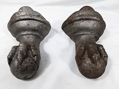 Pair Of Antique Cast Iron Claw Bath Tub Feet Architecture Salvage Ornate Patina • $45