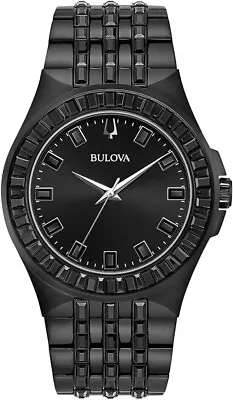Bulova Phantom Crystal Quartz Black Dial IP Stainless Steel Men's Watch 98A240 • $109.95