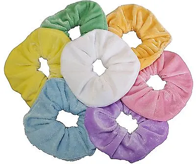 Large Pastel Set Of 7 Velvet Hair Band Elastic Hair Scrunchie Ponytail Holder • £3.99