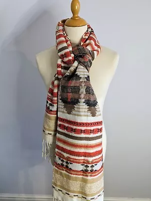 H&M Scarf Shawl Aztec Print Soft Touch Quality Multicoloured VGC - Fastpost • £9.95