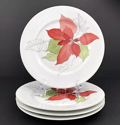 Block Spal Watercolors POINSETTIA Salad Plates (4) Mary Lou Goertzen SUPERIOR • $41.99