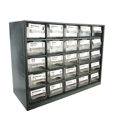 Vintage Gray Plastic 25 Drawer Small Parts Storage Cabinet • $19.99