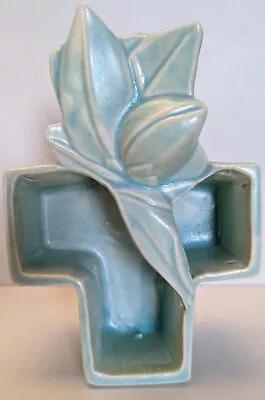 Vintage McCoy Turquoise Lily Bud Cross Planter • $23