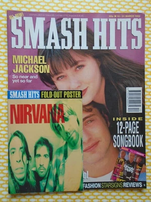 £5 • Buy Smash Hits 1992 Nirvana Poster BevHills90210 Charlatans Manic Street Preachers