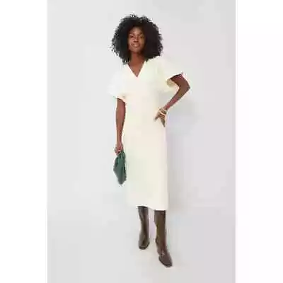 Vanessa Bruno Ariana Flutter Sleeve Dress In Ecru 40 L • $144.20