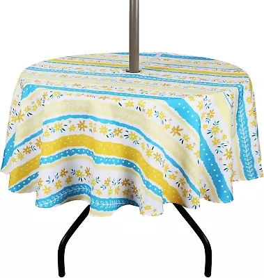 Outdoor Tablecloth With Umbrella Hole Round Tablecloth 60 Inch Waterproof Table • $25.88