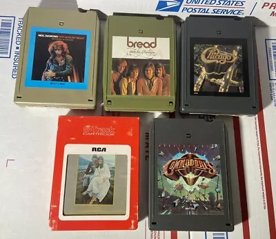 Lot Of 5 Classic Rock 8 Track Tapes Chicago Bread Carpenters Neil Diamond • $17.99