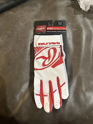 Brand New RAWLINGS #5150 ADULT BATTING GLOVES (PAIR) Red/White ADULT X-Large XL • $11